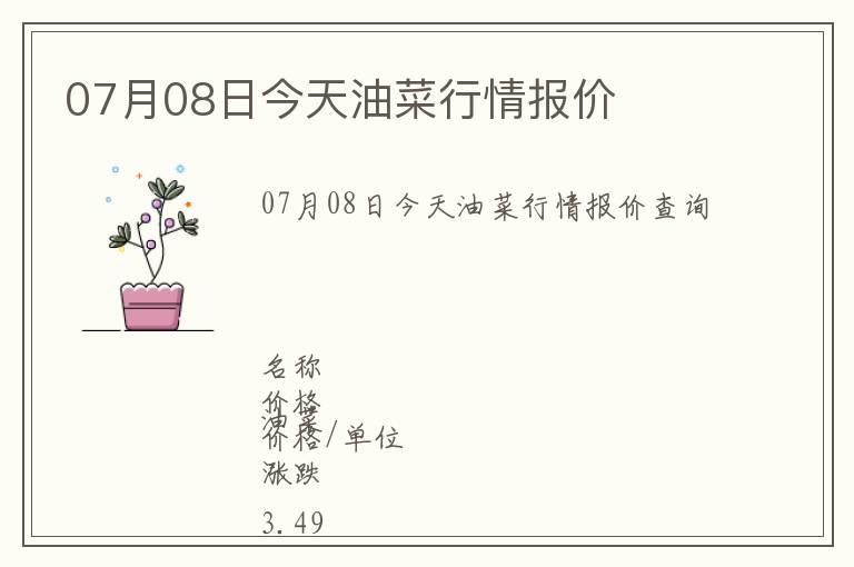 07月08日今天油菜行情報價