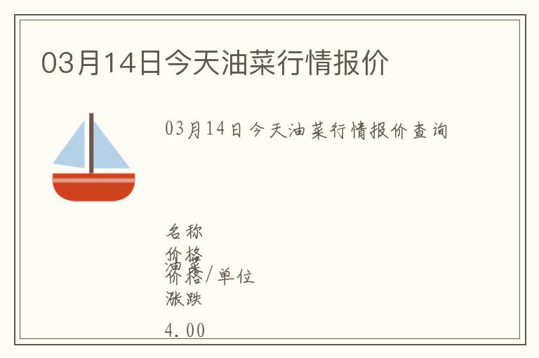 03月14日今天油菜行情報價