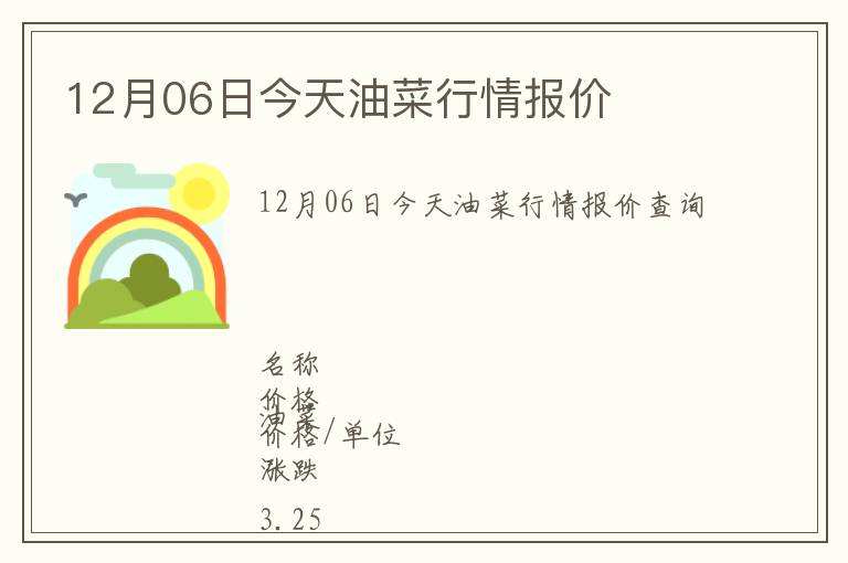 12月06日今天油菜行情報價