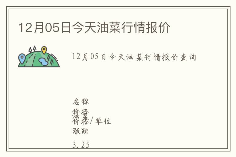 12月05日今天油菜行情報價