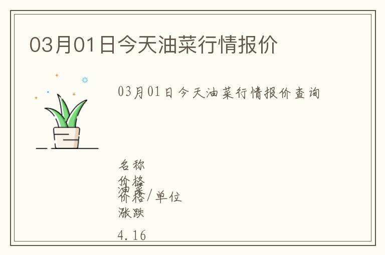03月01日今天油菜行情報(bào)價(jià)