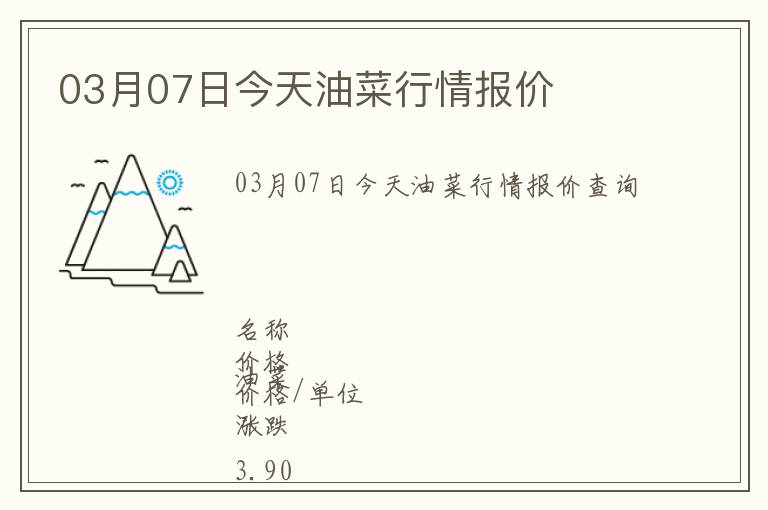 03月07日今天油菜行情報價