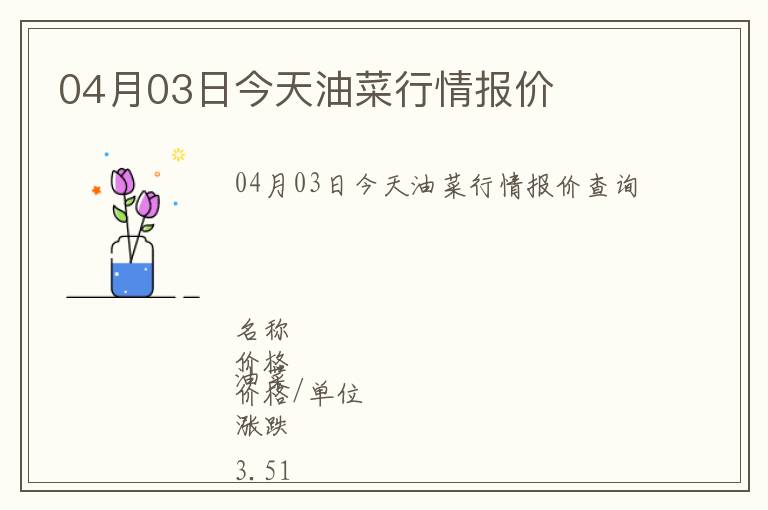 04月03日今天油菜行情報價