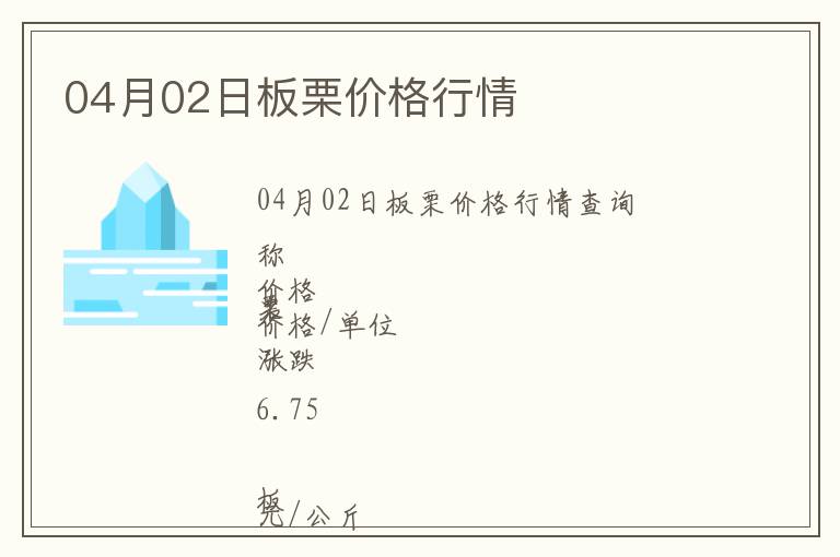 04月02日板栗價格行情