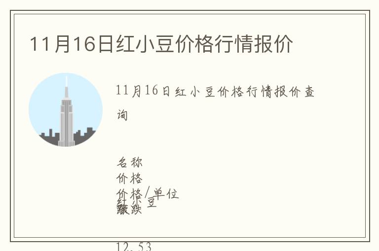 11月16日紅小豆價格行情報價