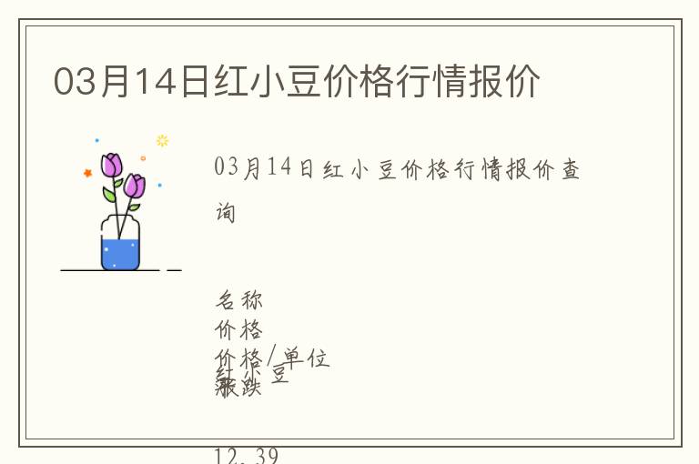 03月14日紅小豆價格行情報價