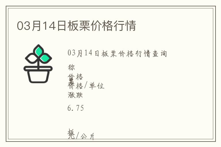 03月14日板栗價格行情