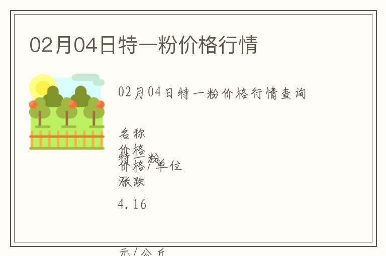 02月04日特一粉價格行情