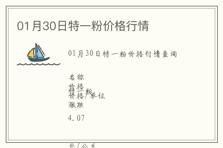 01月30日特一粉價格行情