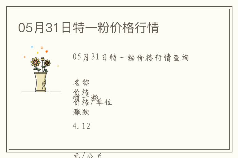 05月31日特一粉價格行情