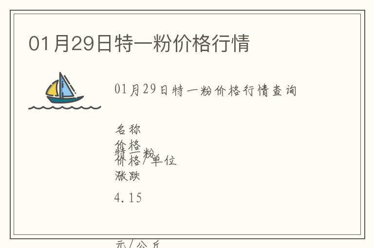 01月29日特一粉價(jià)格行情