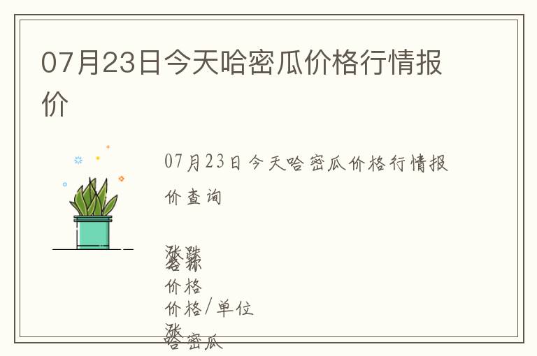 07月23日今天哈密瓜價格行情報價