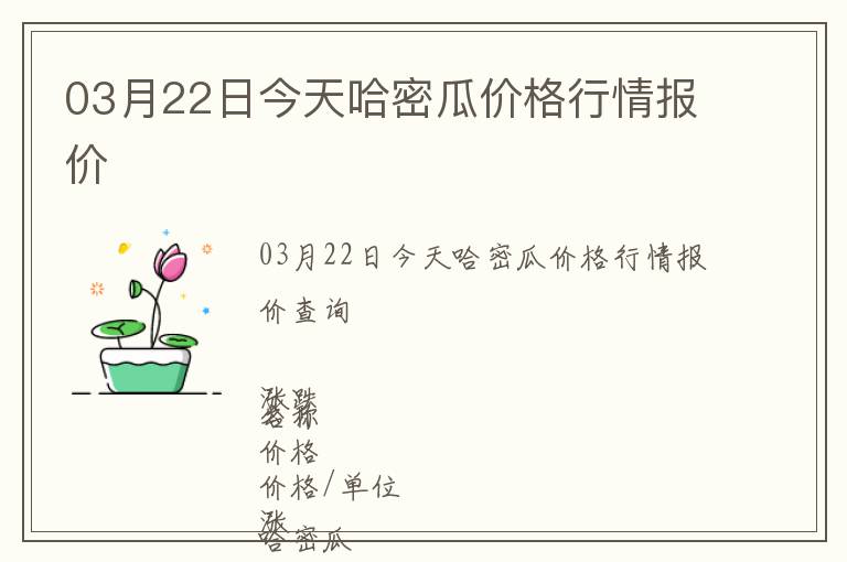03月22日今天哈密瓜價格行情報價