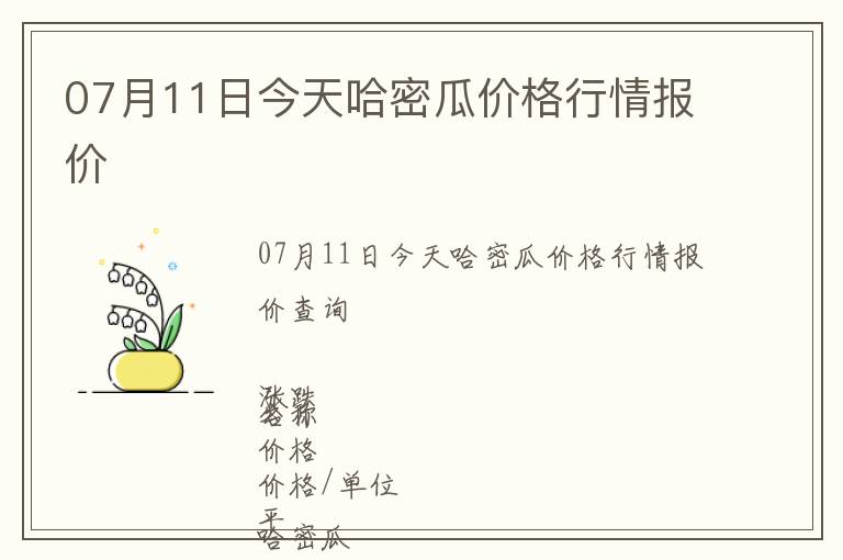 07月11日今天哈密瓜價格行情報價