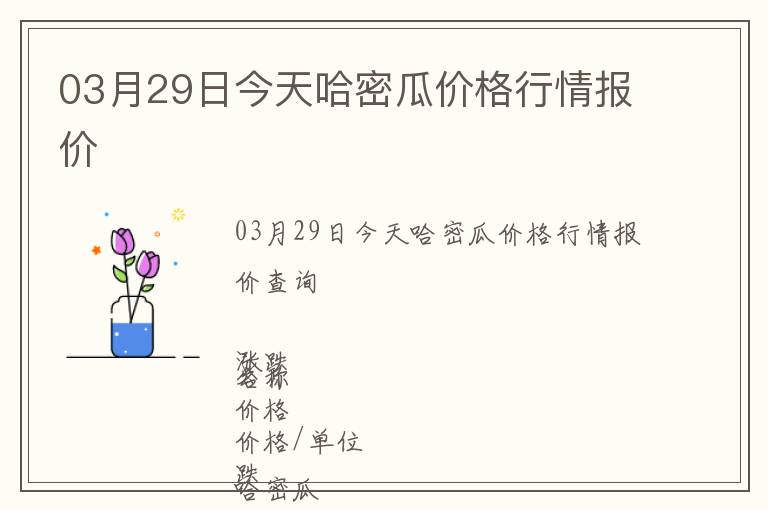 03月29日今天哈密瓜價(jià)格行情報(bào)價(jià)