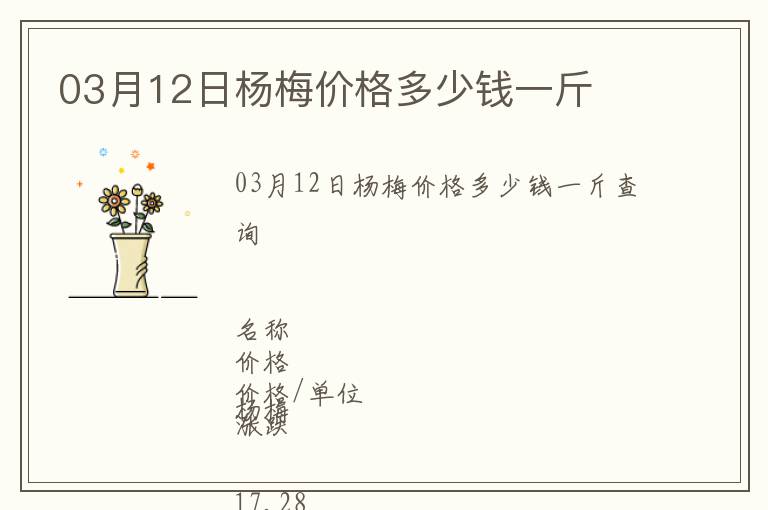 03月12日楊梅價格多少錢一斤