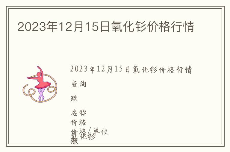 2023年12月15日氧化釤價格行情