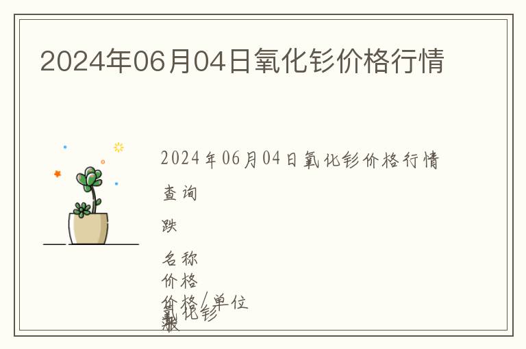 2024年06月04日氧化釤價格行情