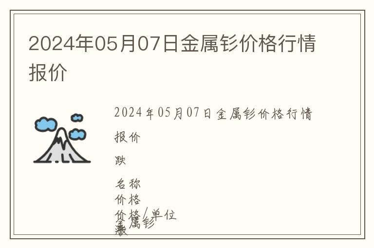 2024年05月07日金屬釤價格行情報價