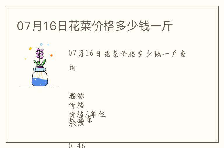 07月16日花菜價(jià)格多少錢一斤