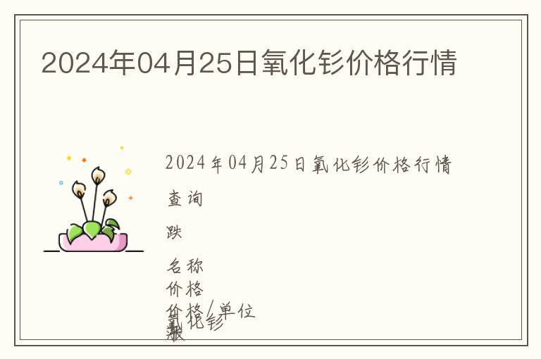 2024年04月25日氧化釤價格行情