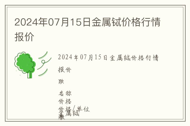 2024年07月15日金屬鋱價格行情報價