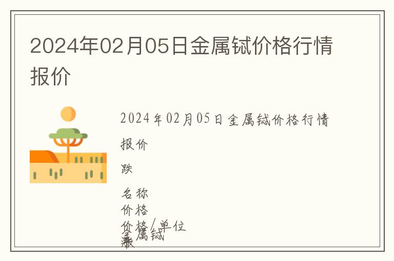 2024年02月05日金屬鋱價格行情報價