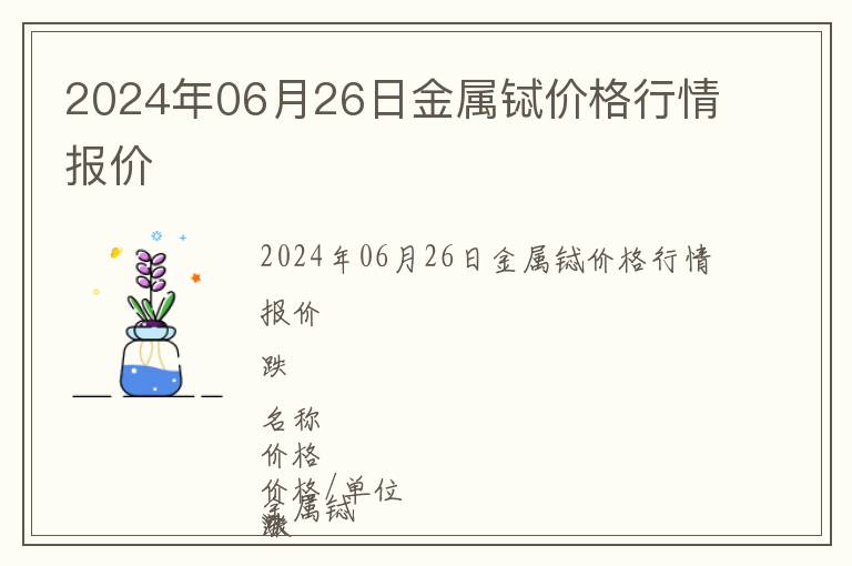 2024年06月26日金屬鋱價格行情報價