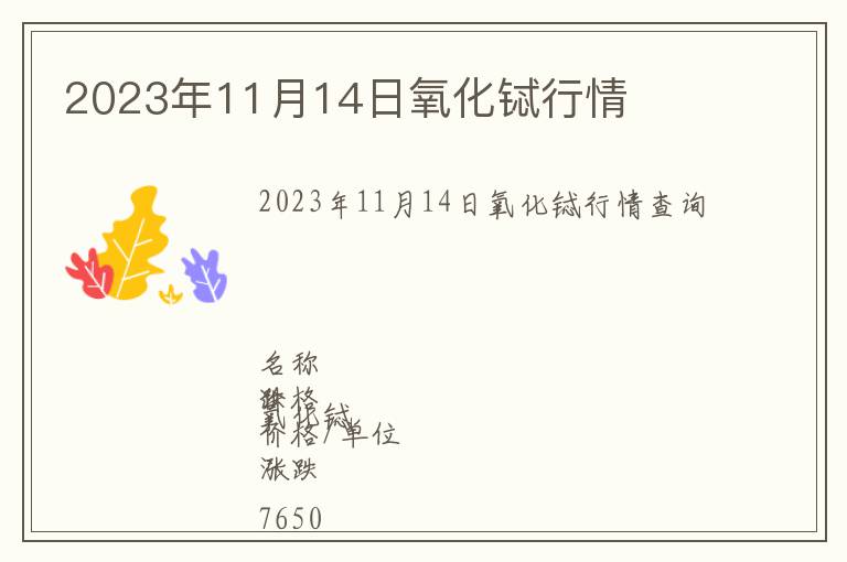 2023年11月14日氧化鋱行情