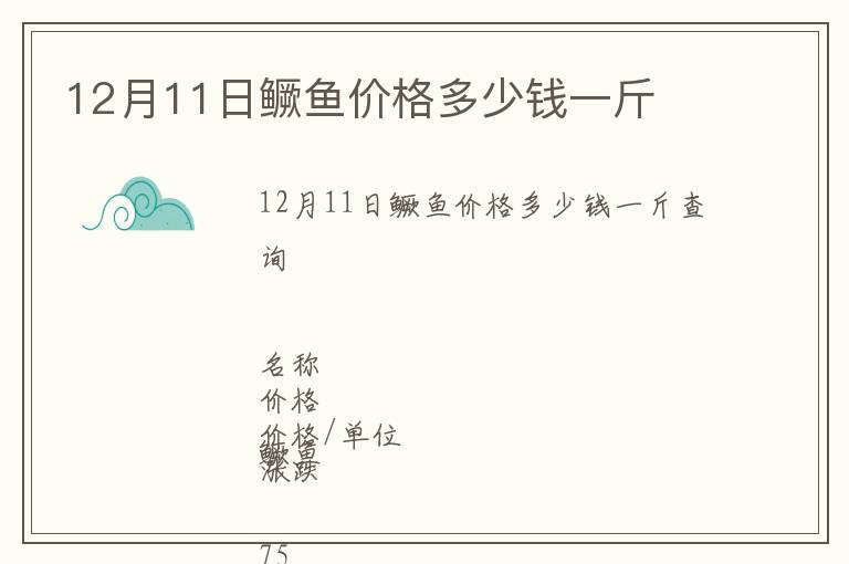 12月11日鱖魚價格多少錢一斤
