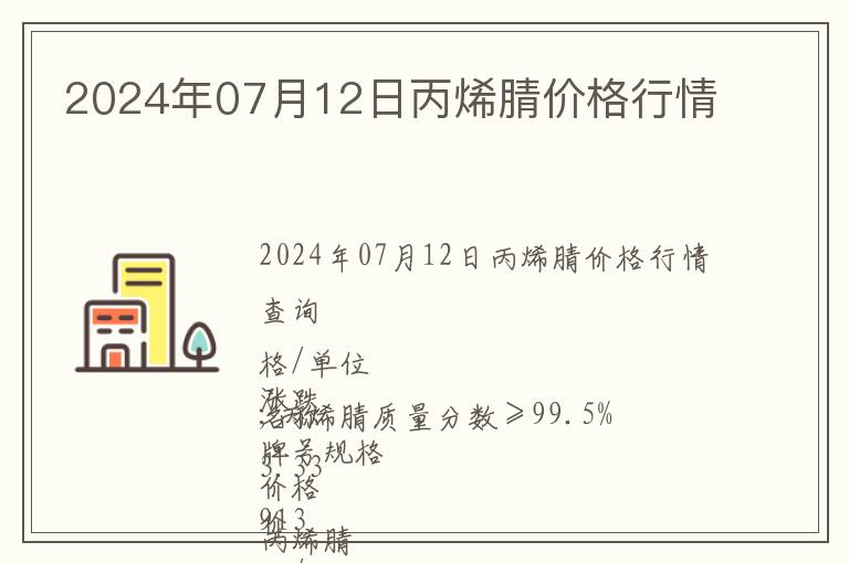 2024年07月12日丙烯腈價(jià)格行情