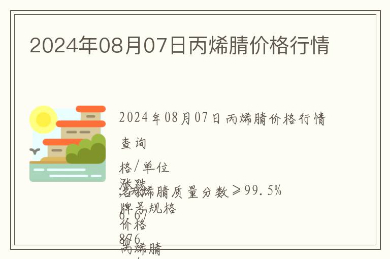 2024年08月07日丙烯腈價(jià)格行情