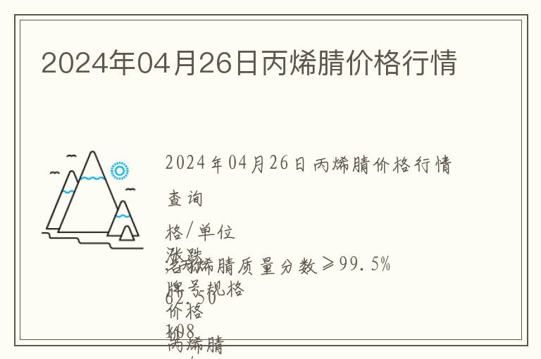2024年04月26日丙烯腈價(jià)格行情