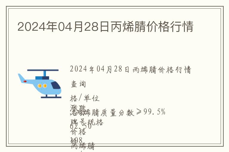 2024年04月28日丙烯腈價(jià)格行情