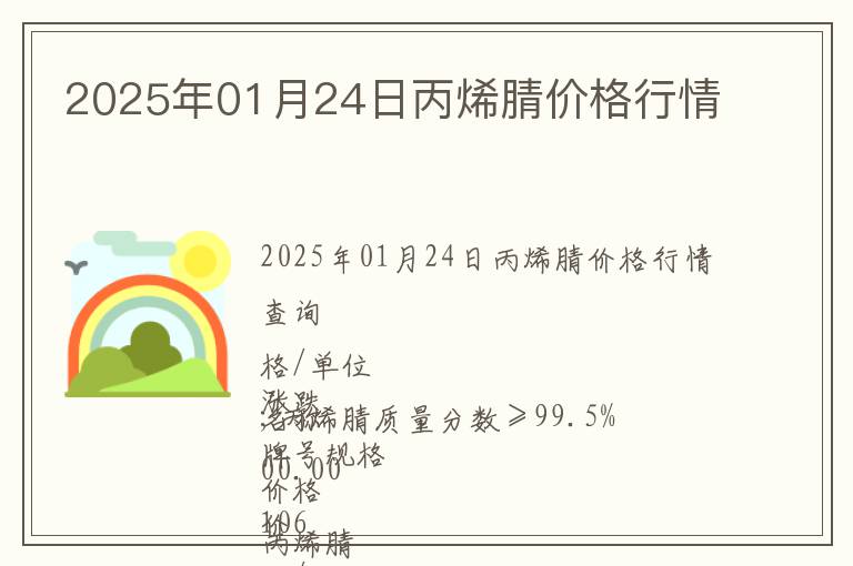 2025年01月24日丙烯腈價格行情