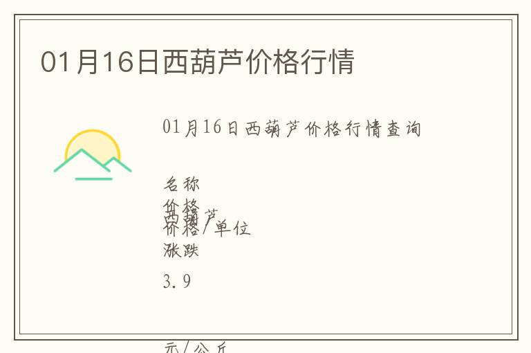 01月16日西葫蘆價(jià)格行情