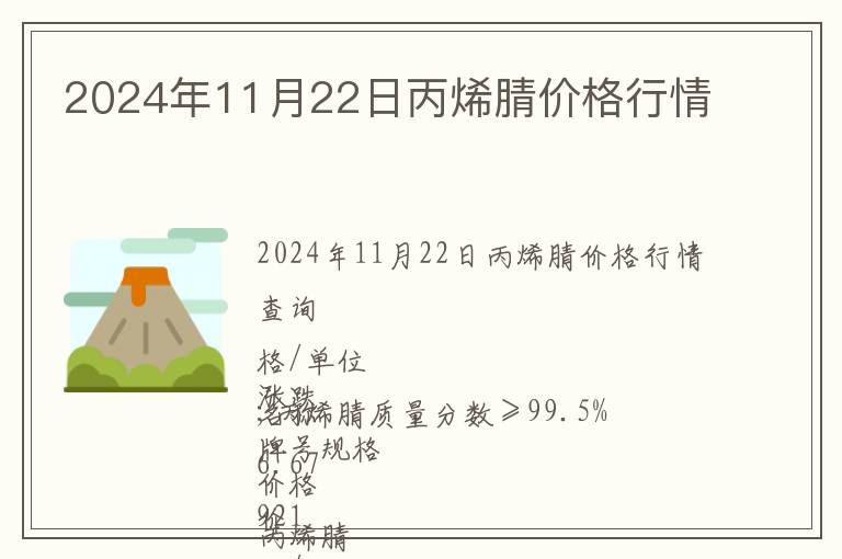 2024年11月22日丙烯腈價格行情