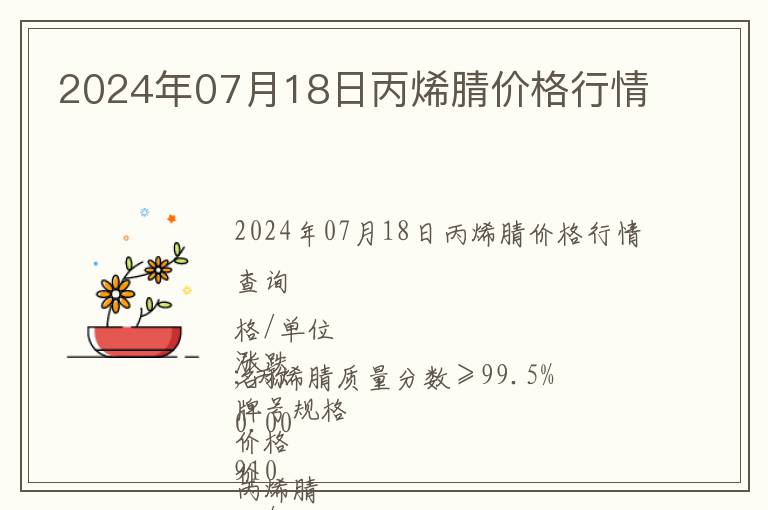 2024年07月18日丙烯腈價格行情
