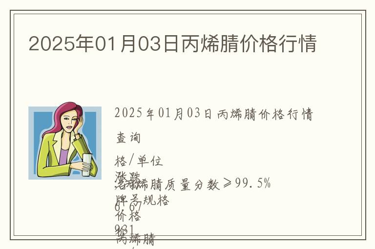 2025年01月03日丙烯腈價(jià)格行情