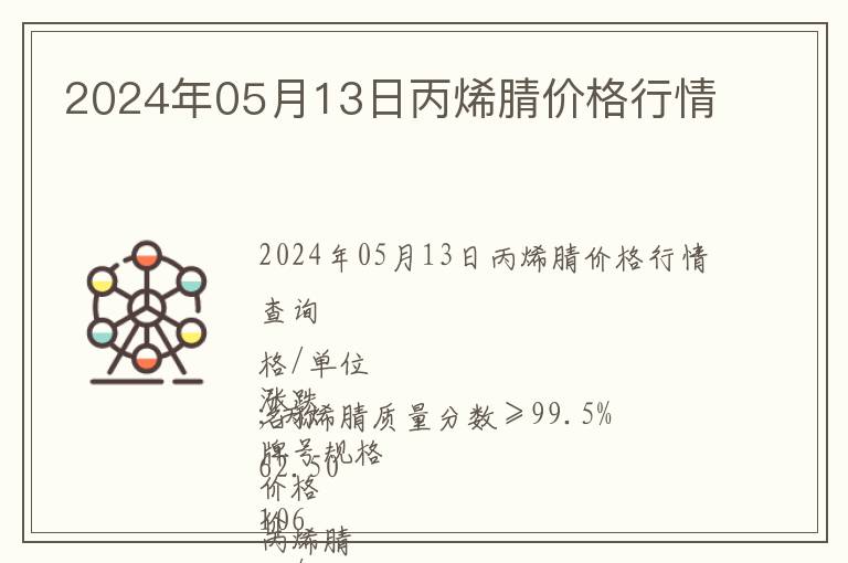 2024年05月13日丙烯腈價(jià)格行情