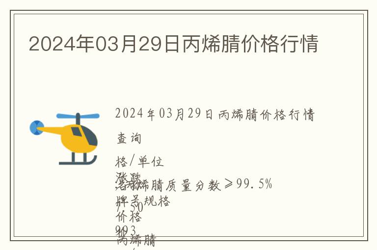 2024年03月29日丙烯腈價格行情