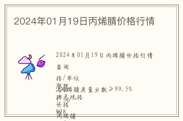 2024年01月19日丙烯腈價(jià)格行情
