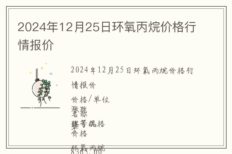 2024年12月25日環氧丙烷價格行情報價