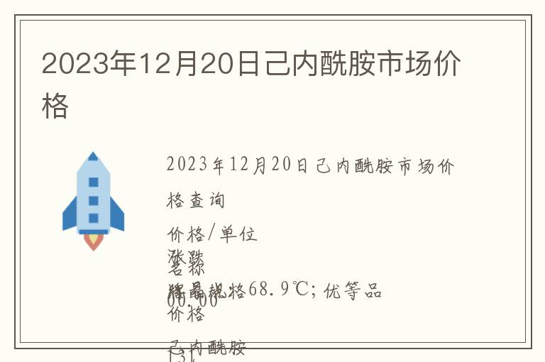 2023年12月20日己內(nèi)酰胺市場(chǎng)價(jià)格