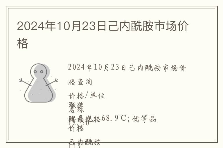 2024年10月23日己內酰胺市場價格