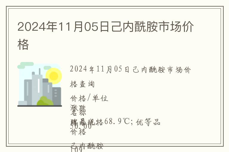 2024年11月05日己內(nèi)酰胺市場價格