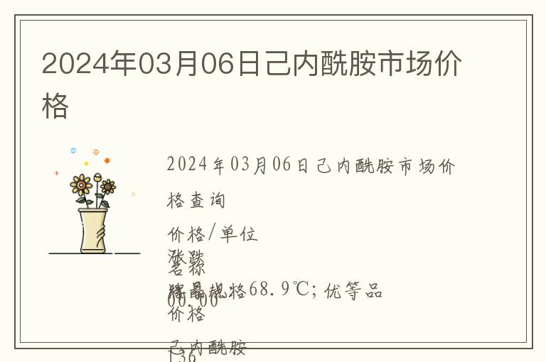 2024年03月06日己內(nèi)酰胺市場價(jià)格