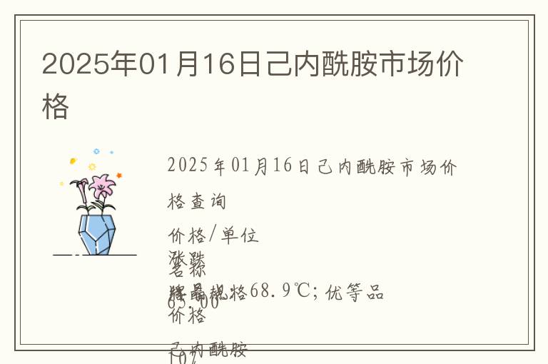 2025年01月16日己內(nèi)酰胺市場價(jià)格