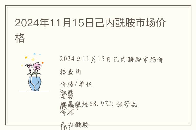 2024年11月15日己內酰胺市場價格