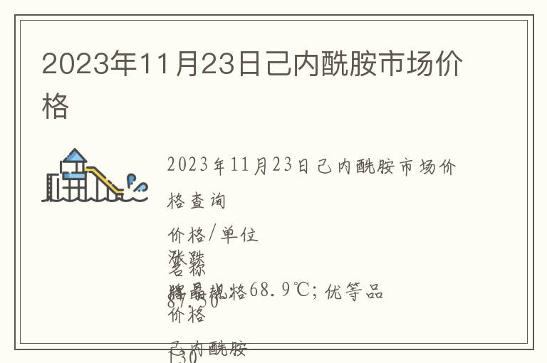 2023年11月23日己內(nèi)酰胺市場價格